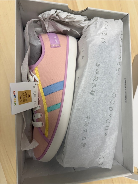Geox Shoes - Geox Pastel Pink Multi-Stripe Low-Top Sneaker